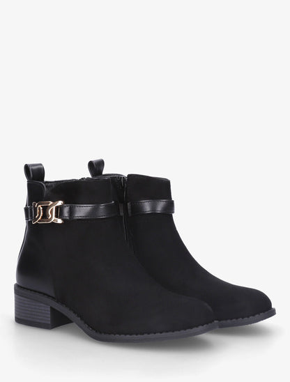 Bottines unies en suédine et simili - Noir - 4