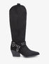 Bottes en suédine style santiags - Noir - 1