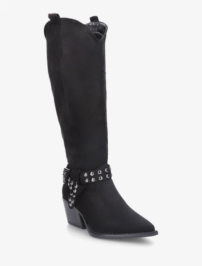 Bottes en suédine style santiags - Noir - 2