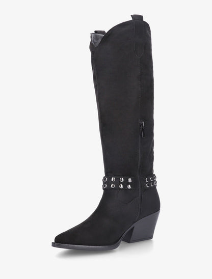 Bottes en suédine style santiags - Noir - 3