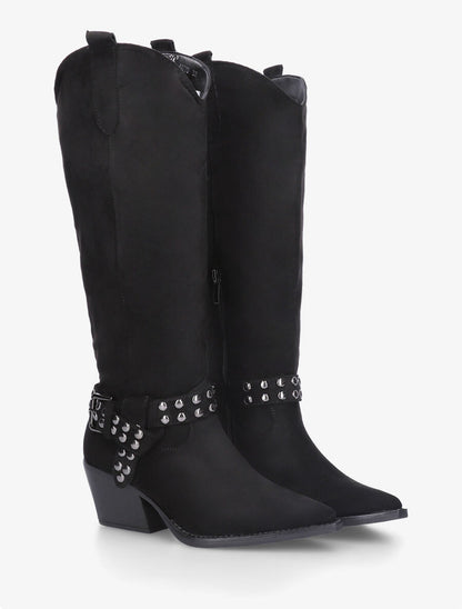 Bottes en suédine style santiags - Noir - 4