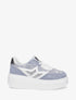 Sneakers en simili à détail dentelle et sequins - Bleu - 5