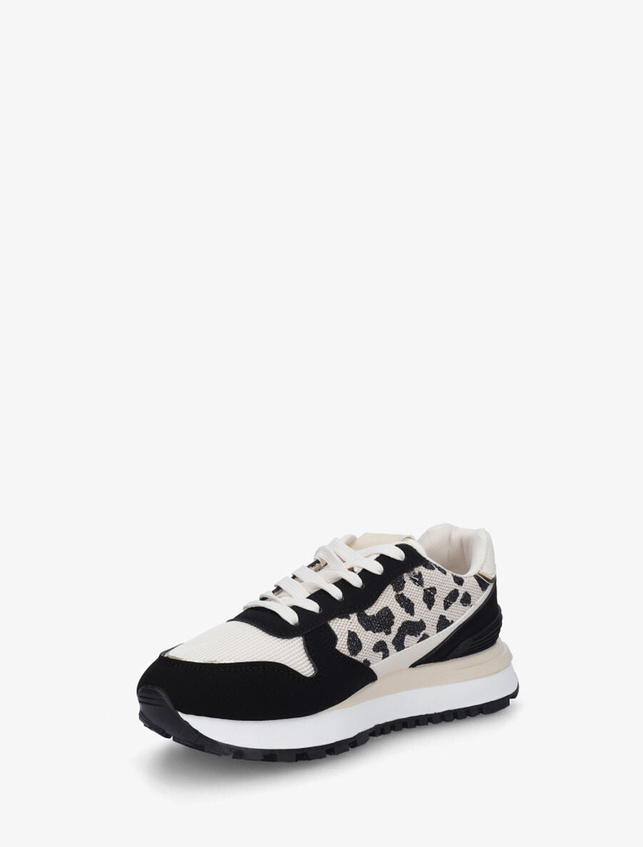 Sneakers en simili à détail irisé - Noir - 3