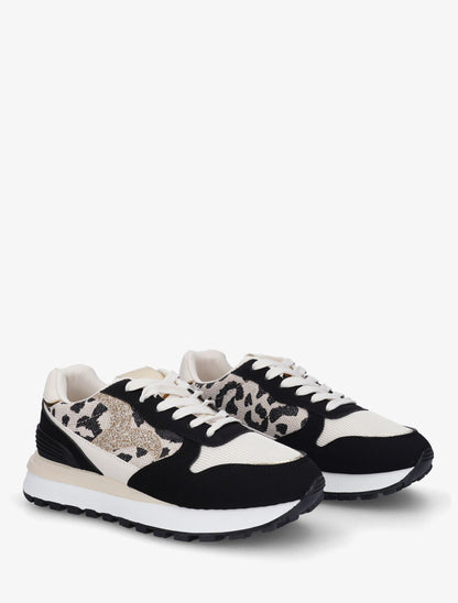 Sneakers en simili à détail irisé - Noir - 4