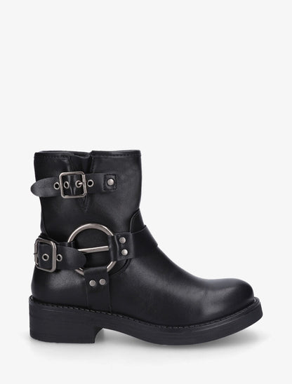 Bottines en simili avec boucles décoratives - Noir - 5