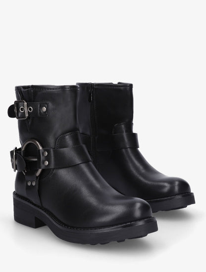 Bottines en simili avec boucles décoratives - Noir - 4