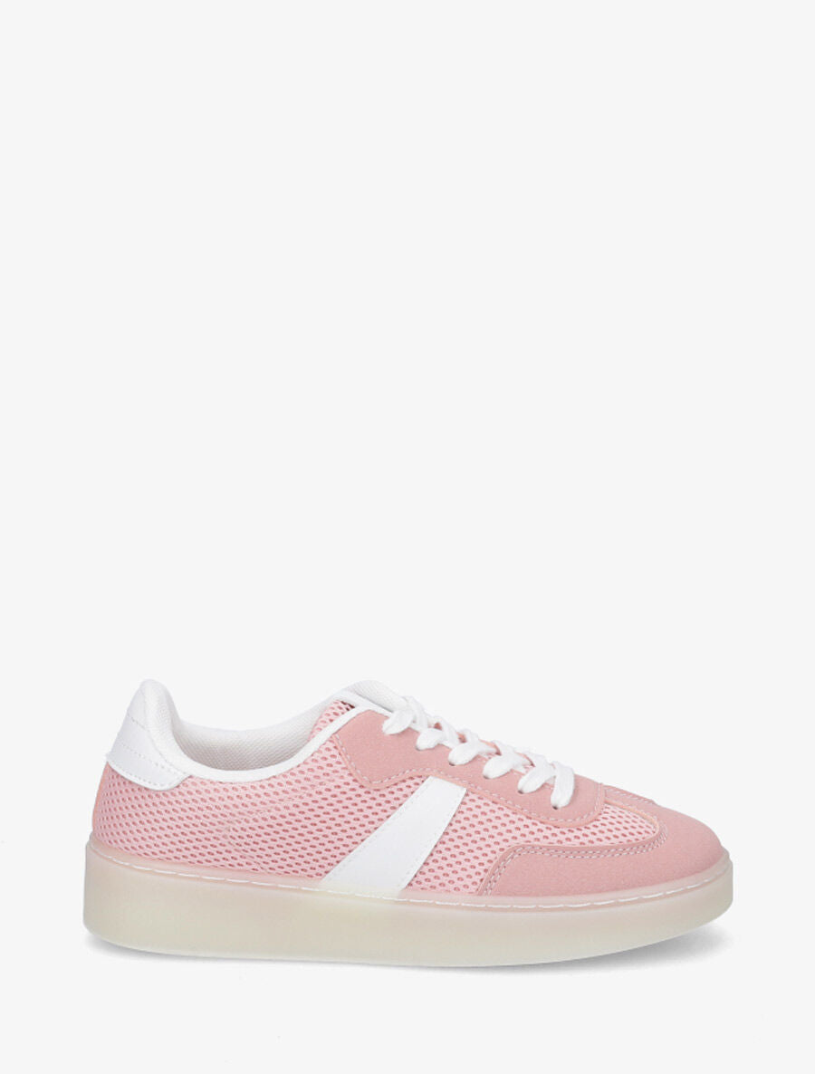 Sneakers en toile à semelle plate - Rose - 1