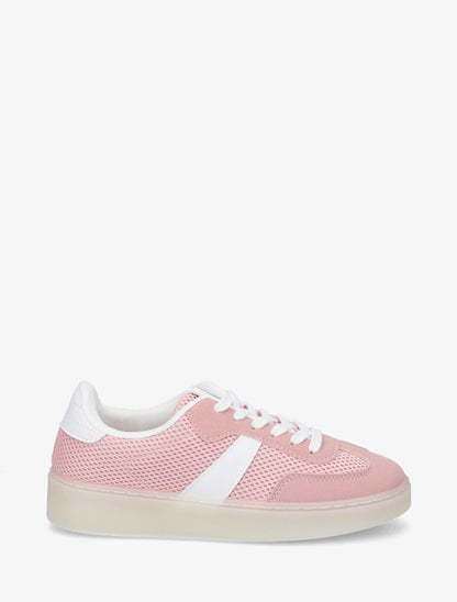 Sneakers en toile à semelle plate - Rose - 1