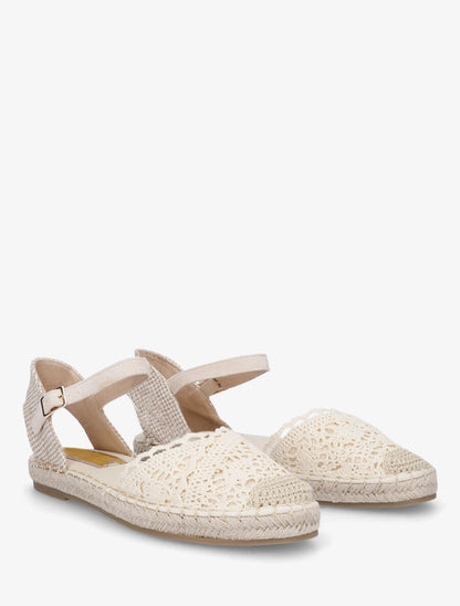 Sandales style espadrilles en crochet - Beige - 4
