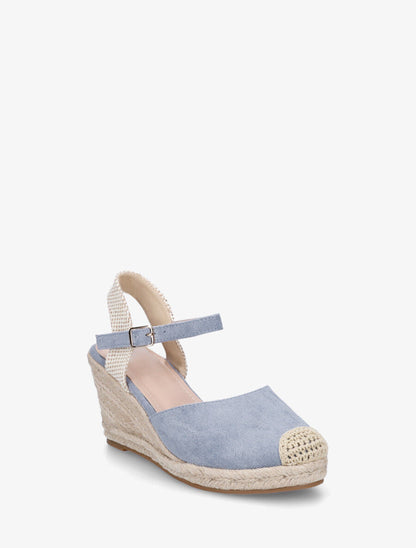 Sandales compensées en suédine - Bleu - 2