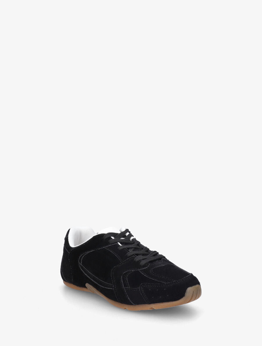 Sneakers plates unies effet nubuck - Noir - 2