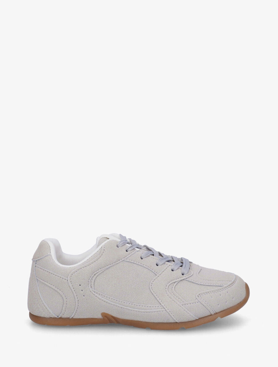 Sneakers plates unies effet nubuck - Gris - 1
