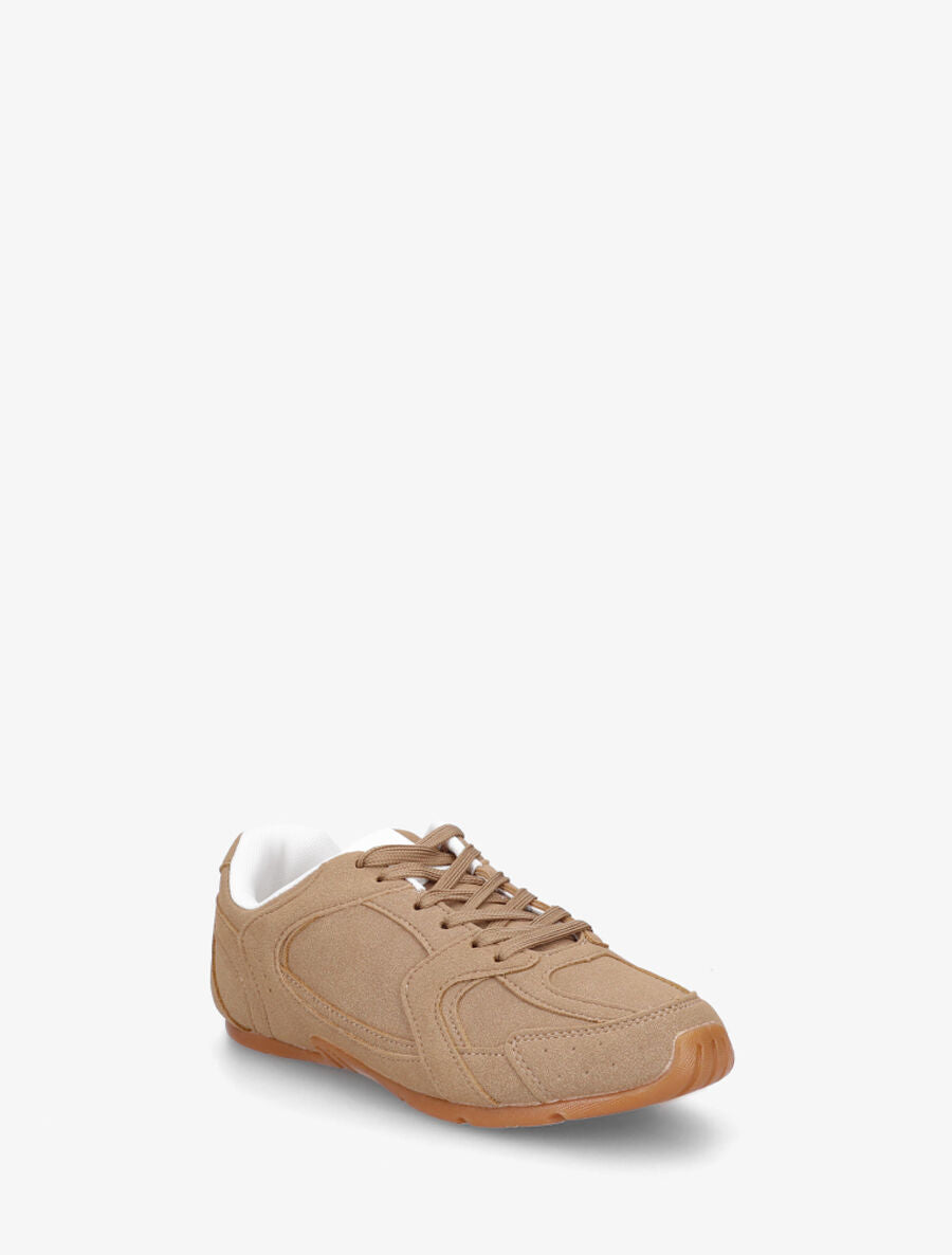 Sneakers plates unies effet nubuck - Camel - 2