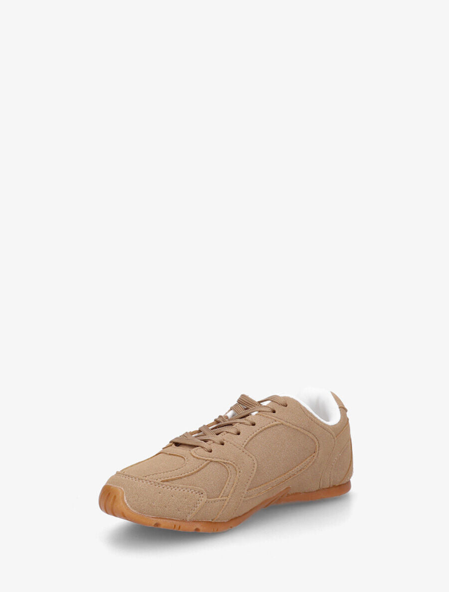 Sneakers plates unies effet nubuck - Camel - 3