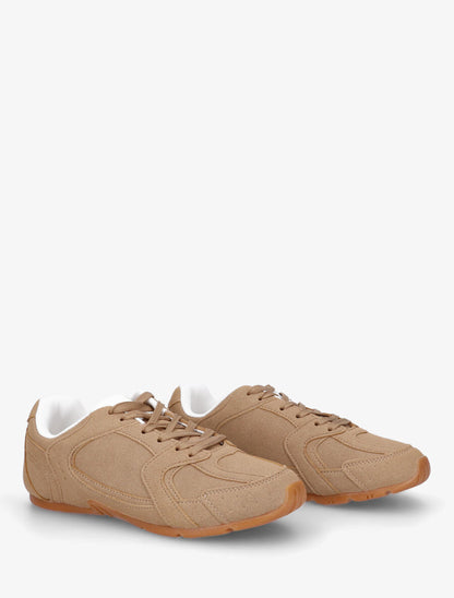 Sneakers plates unies effet nubuck - Camel - 4