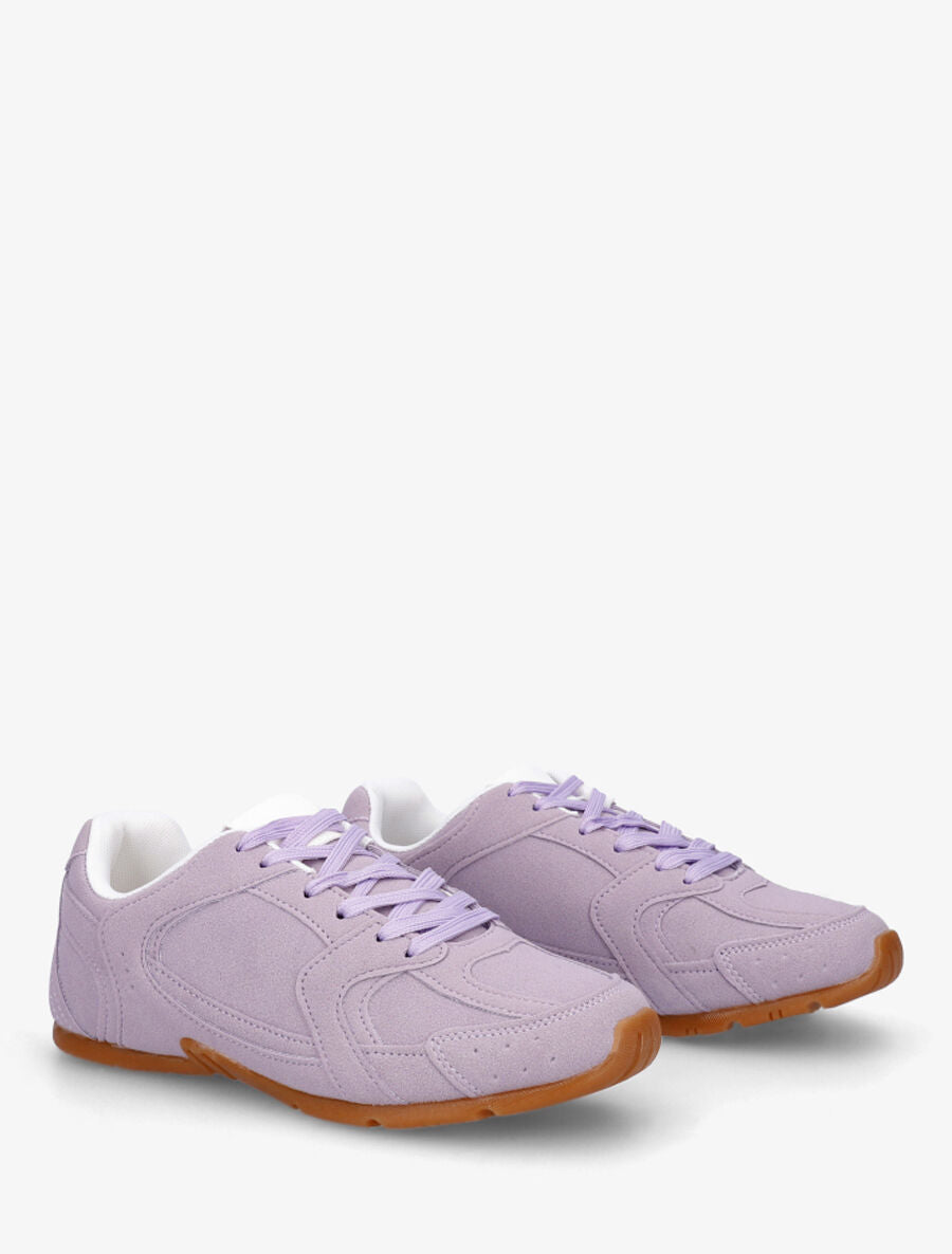 Sneakers plates unies effet nubuck - Lilas - 4