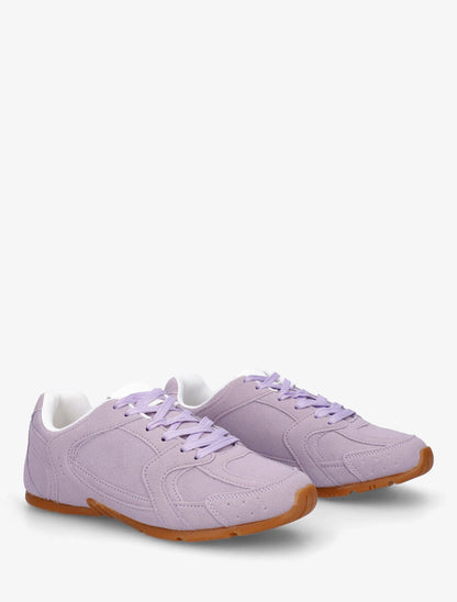Sneakers plates unies effet nubuck - Lilas - 4