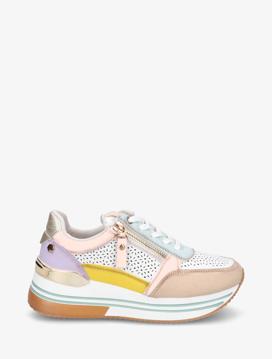 Sneakers ajourés à zip décoratif - Jaune - 5