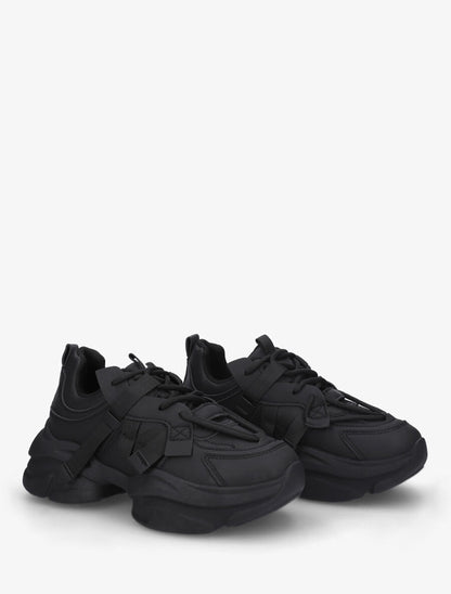 Baskets color block en simili - Noir - 4