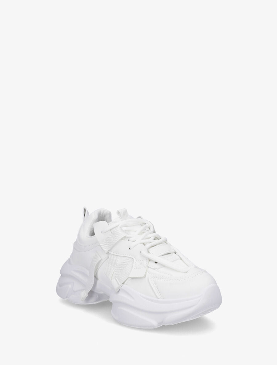Baskets color block en simili - Blanc - 2