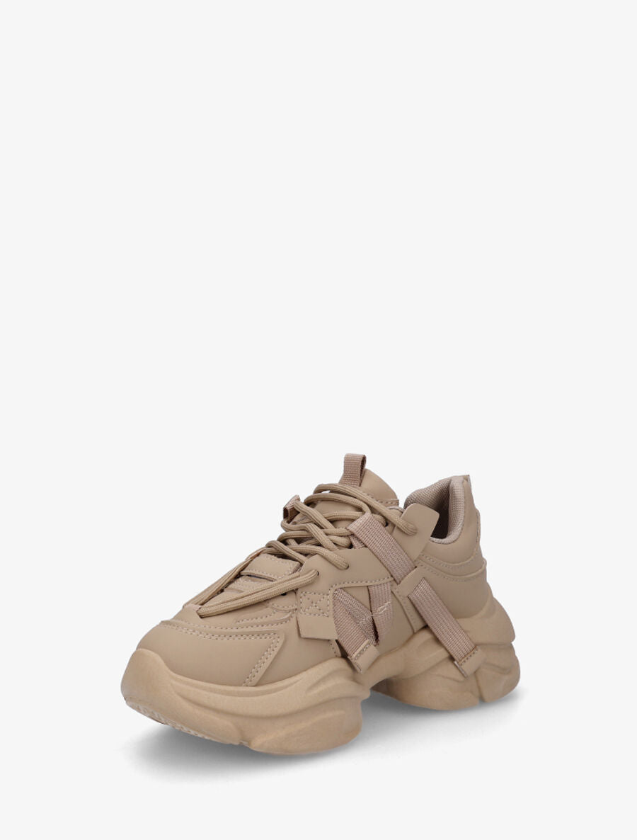 Baskets color block en simili - Taupe - 3