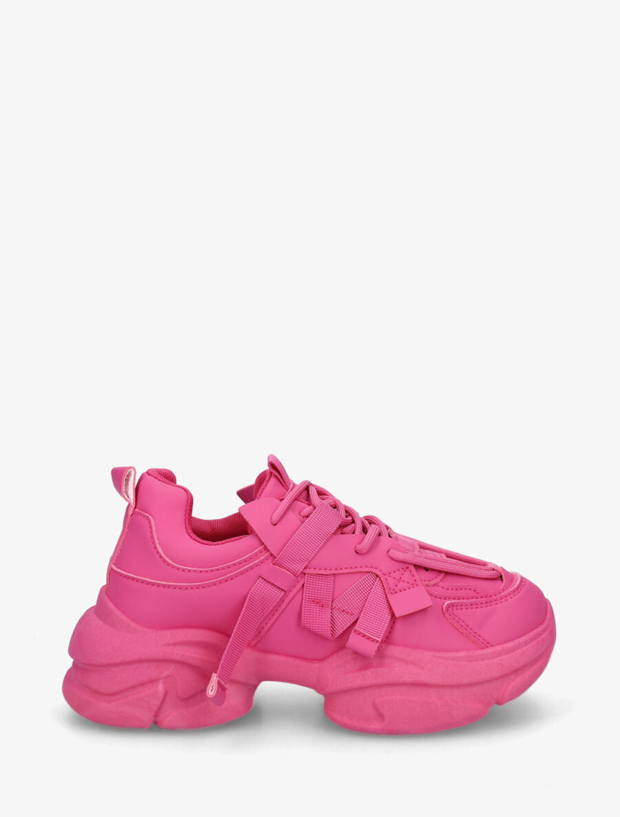 Baskets color block en simili - Fushia - 5