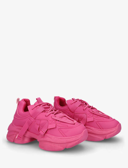 Baskets color block en simili - Fushia - 4