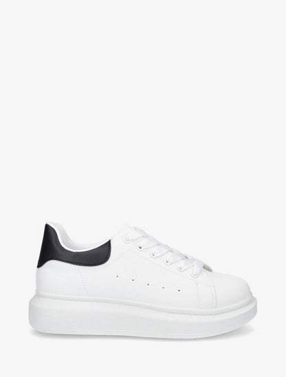 Sneakers classiques à contrefort contrastant - Blanc/noir - 1