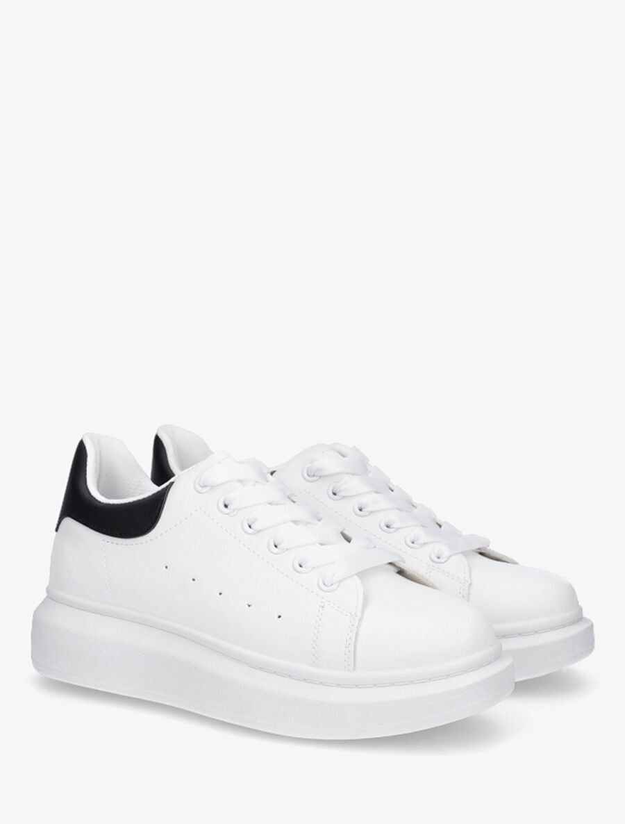 Sneakers classiques à contrefort contrastant - Blanc/noir - 4