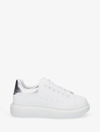 Sneakers classiques à contrefort nacré - Blanc/argent - 5