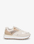 Baskets en tissu texturé et empiècement python - Beige - 1