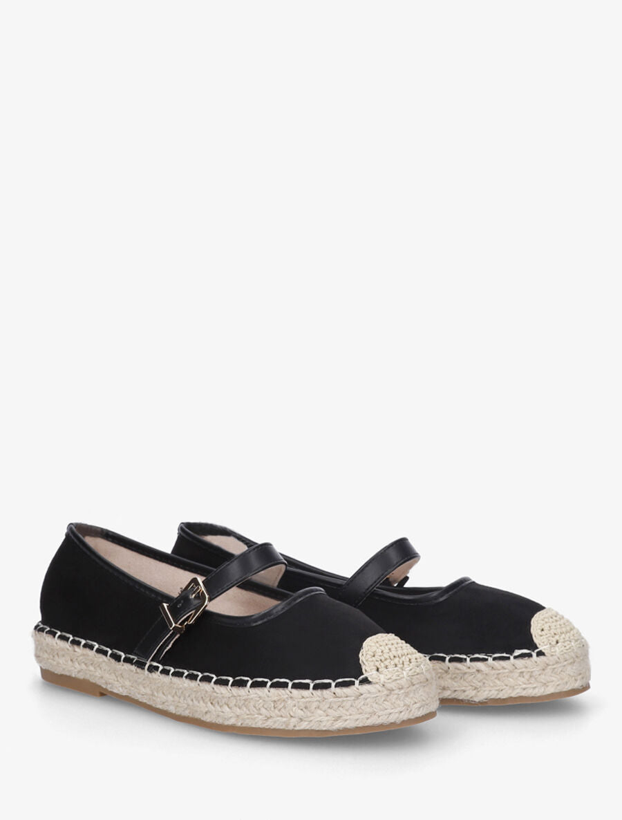 Espadrilles plates en suédine - Noir - 4