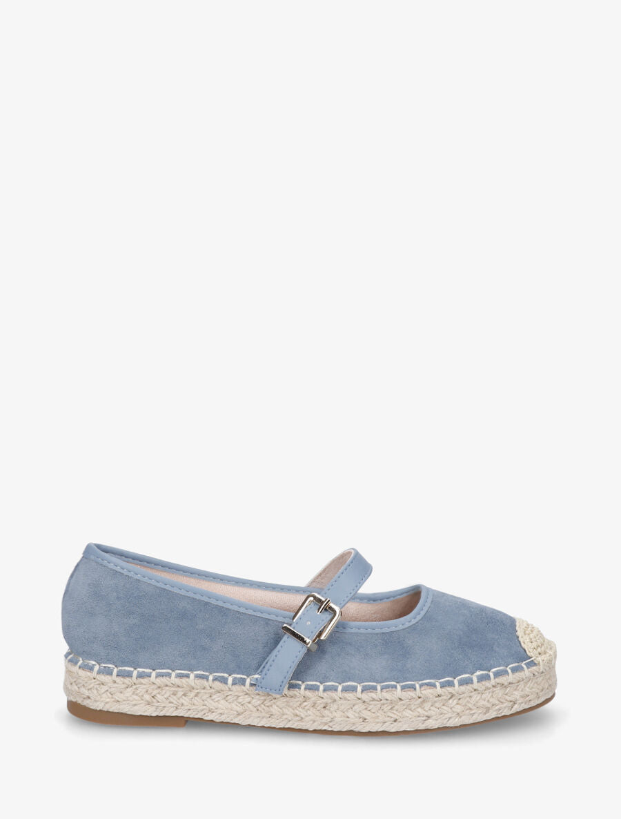 Espadrilles plates en suédine - Bleu clair - 5
