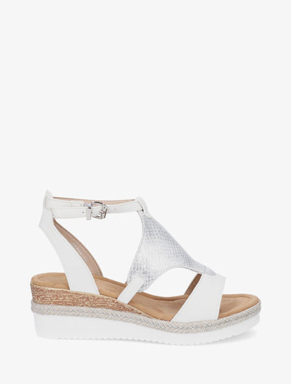 Sandales compensées à ganse python - Blanc - 5