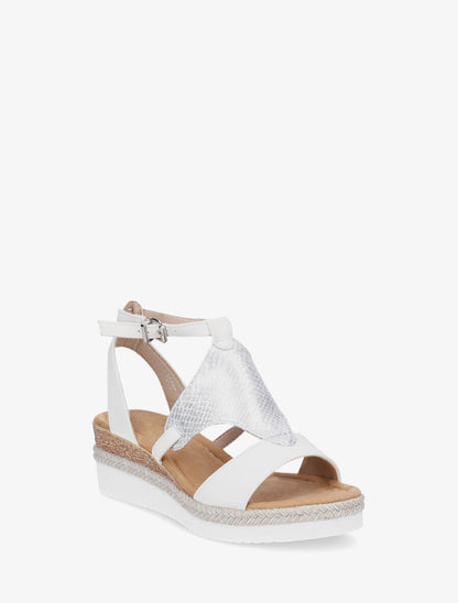 Sandales compensées à ganse python - Blanc - 2