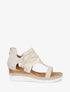 Sandales compensées effet python à liens - Beige - 1