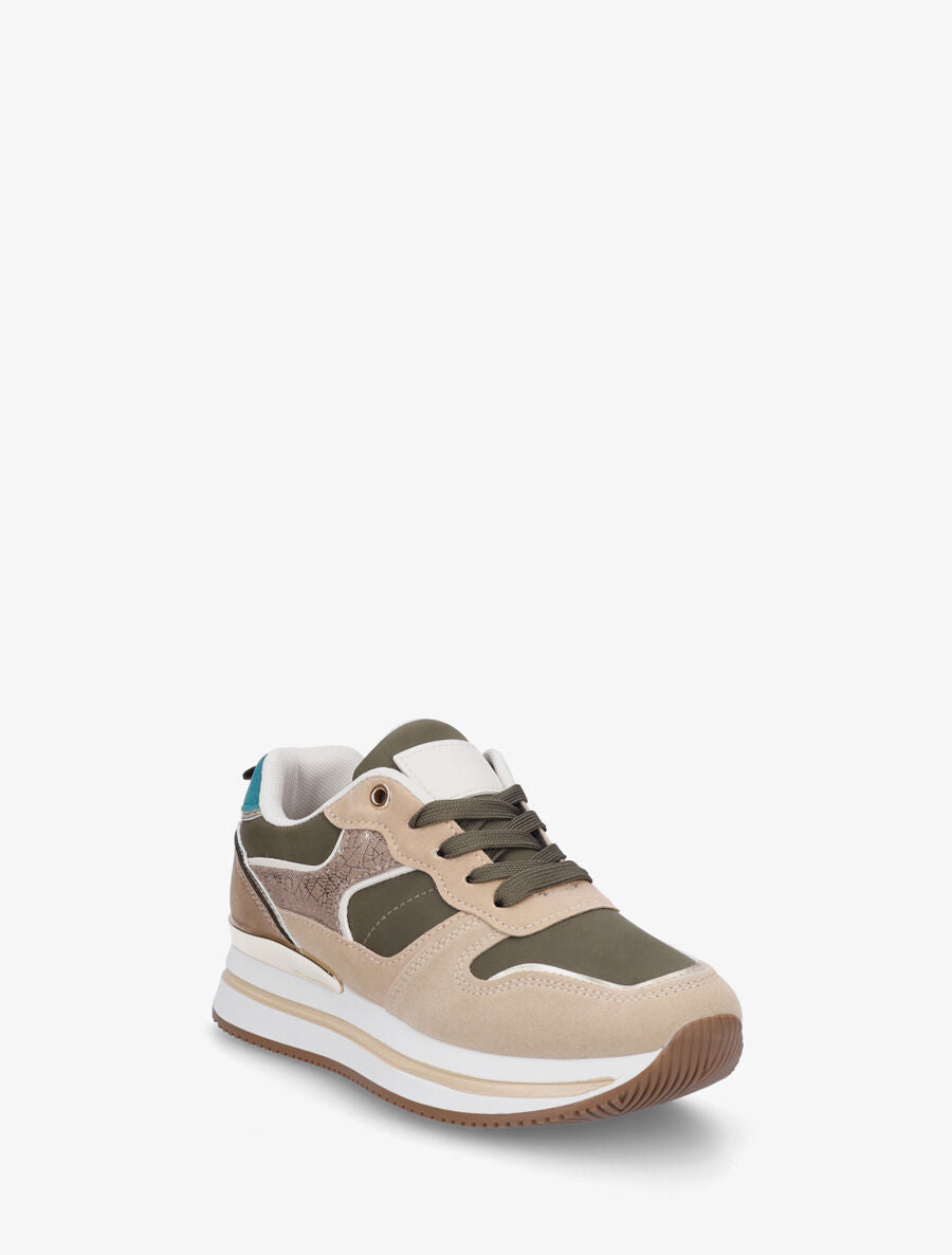 Sneakers compensées à empiècement métallique au talon - Bleu canard - 2