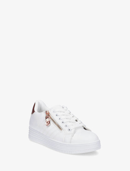 Baskets à zip et contrefort contrastant - Blanc/rose gold - 2