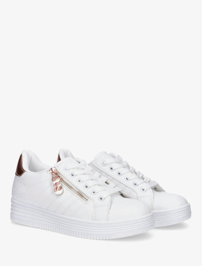 Baskets à zip et contrefort contrastant - Blanc/rose gold - 4