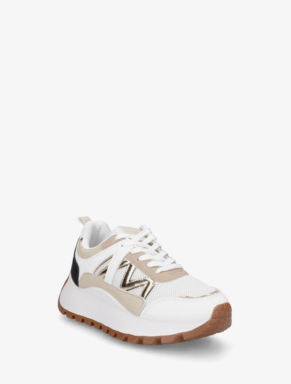 Sneakers à plateforme et bi-matière - Blanc - 2