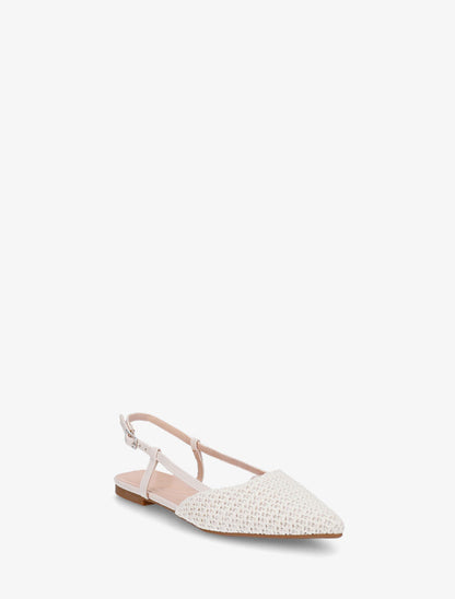 Ballerines pointus effet tressé à talon ouvert - Blanc - 2