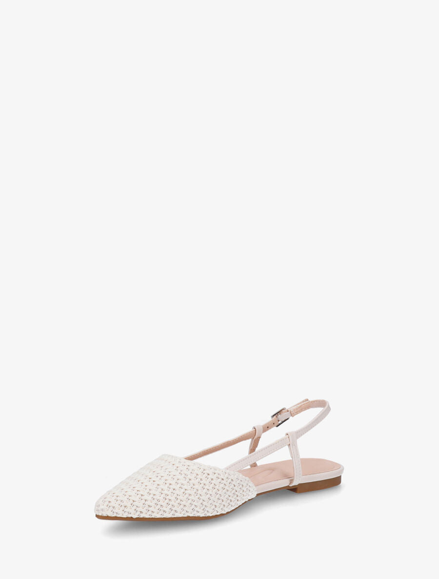 Ballerines pointus effet tressé à talon ouvert - Blanc - 3