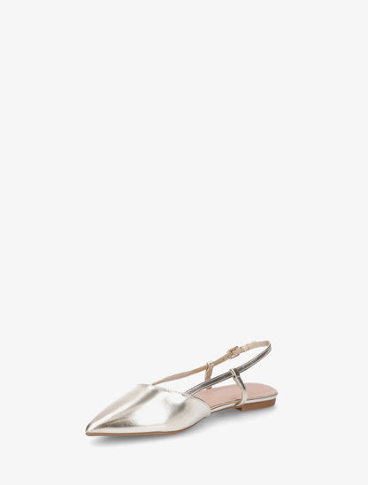 Ballerines ouvertes à bouts pointus en simili nacré - Or - 3