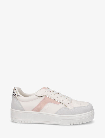 Sneakers à contrefort contrastant - Beige - 5