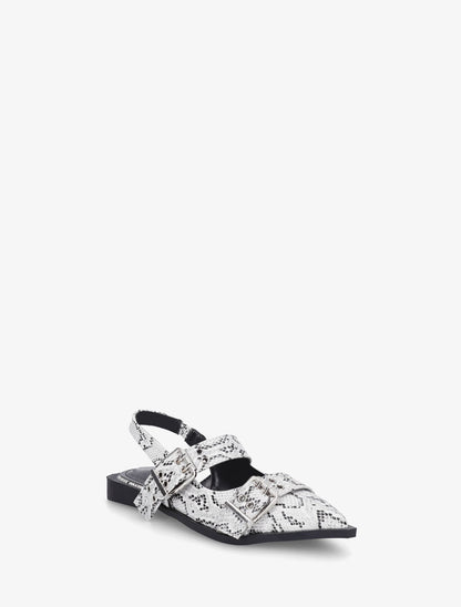 Ballerines python ouvertes à boucles et bout pointu - Gris - 2
