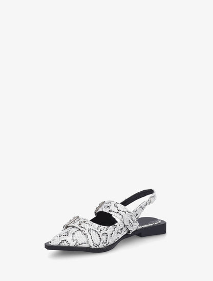 Ballerines python ouvertes à boucles et bout pointu - Gris - 3