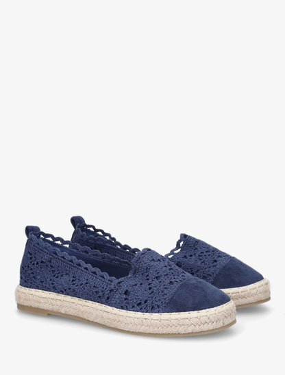Espadrilles en tissu et suédine - Marine - 4