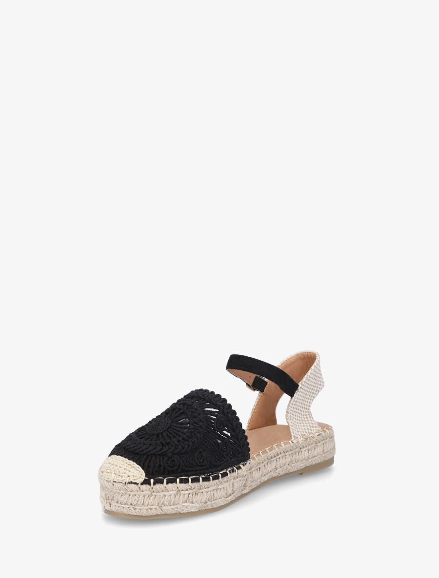 Espadrilles plates en crochet fantasie - Noir - 3