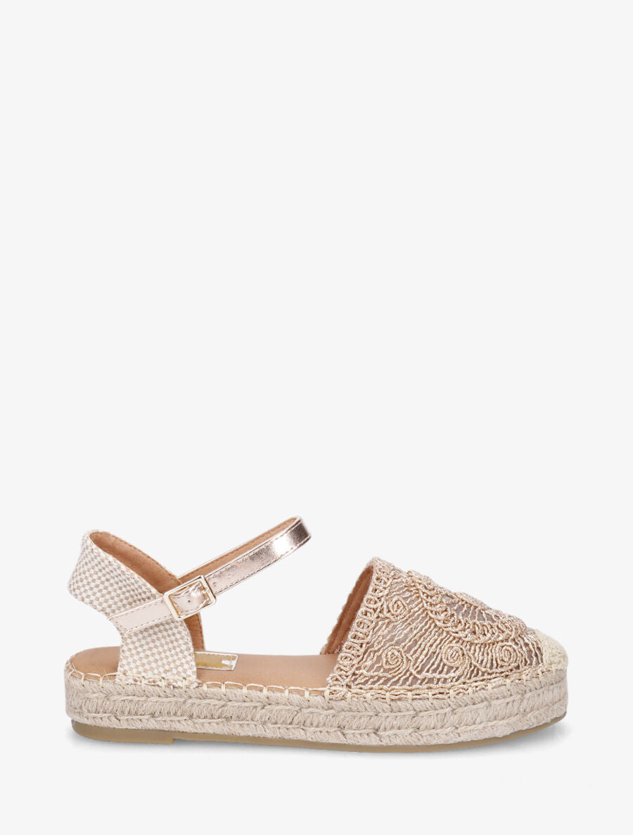 Espadrilles plates en crochet fantasie - Rose gold - 1