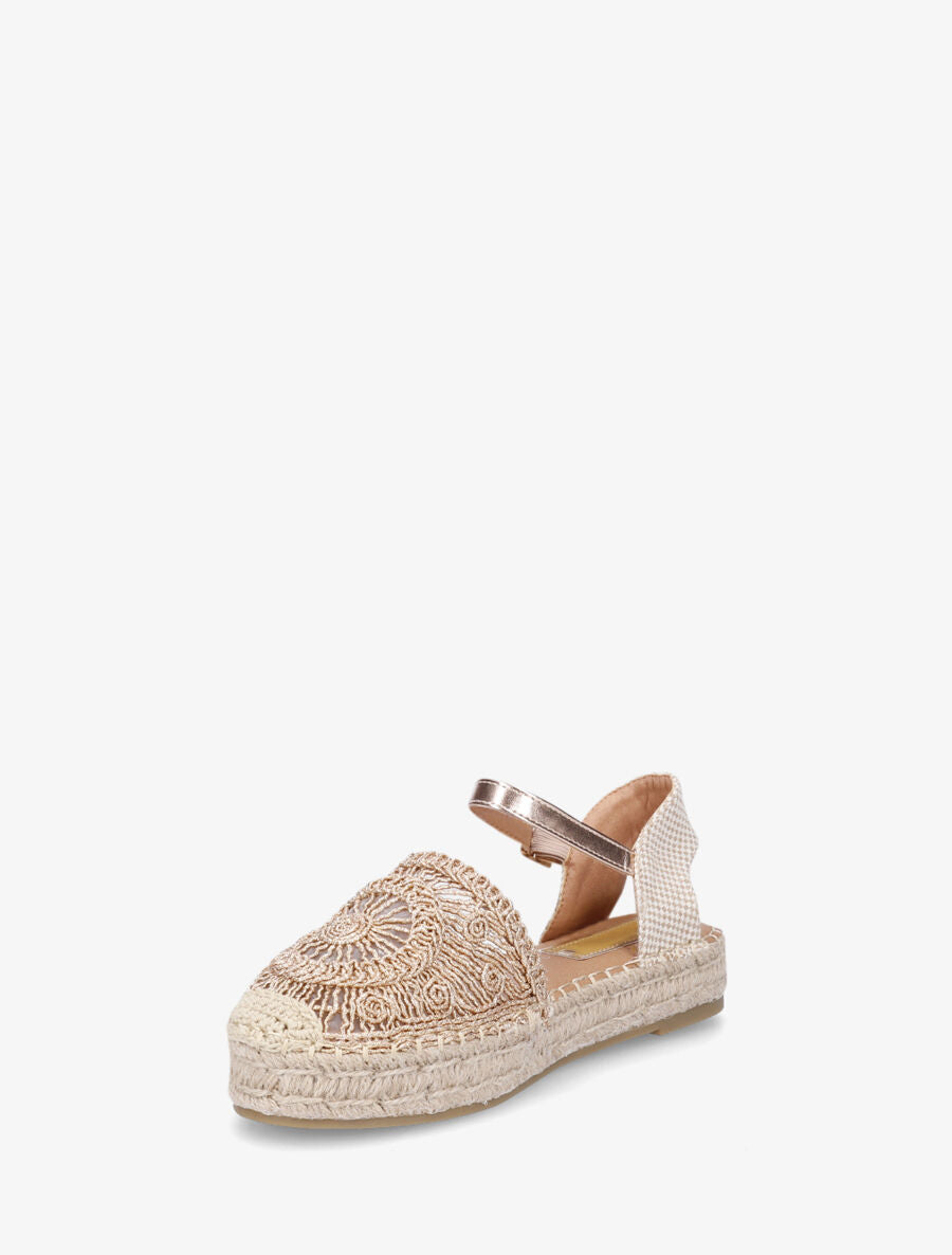 Espadrilles plates en crochet fantasie - Rose gold - 3